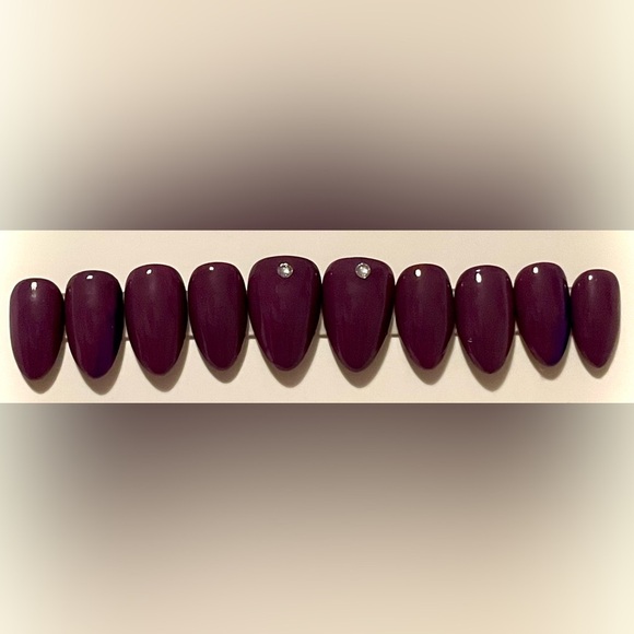 Deep Purple Almond Nail Tips | Hand painted nails | Custom press on nails - Picture 2 of 4